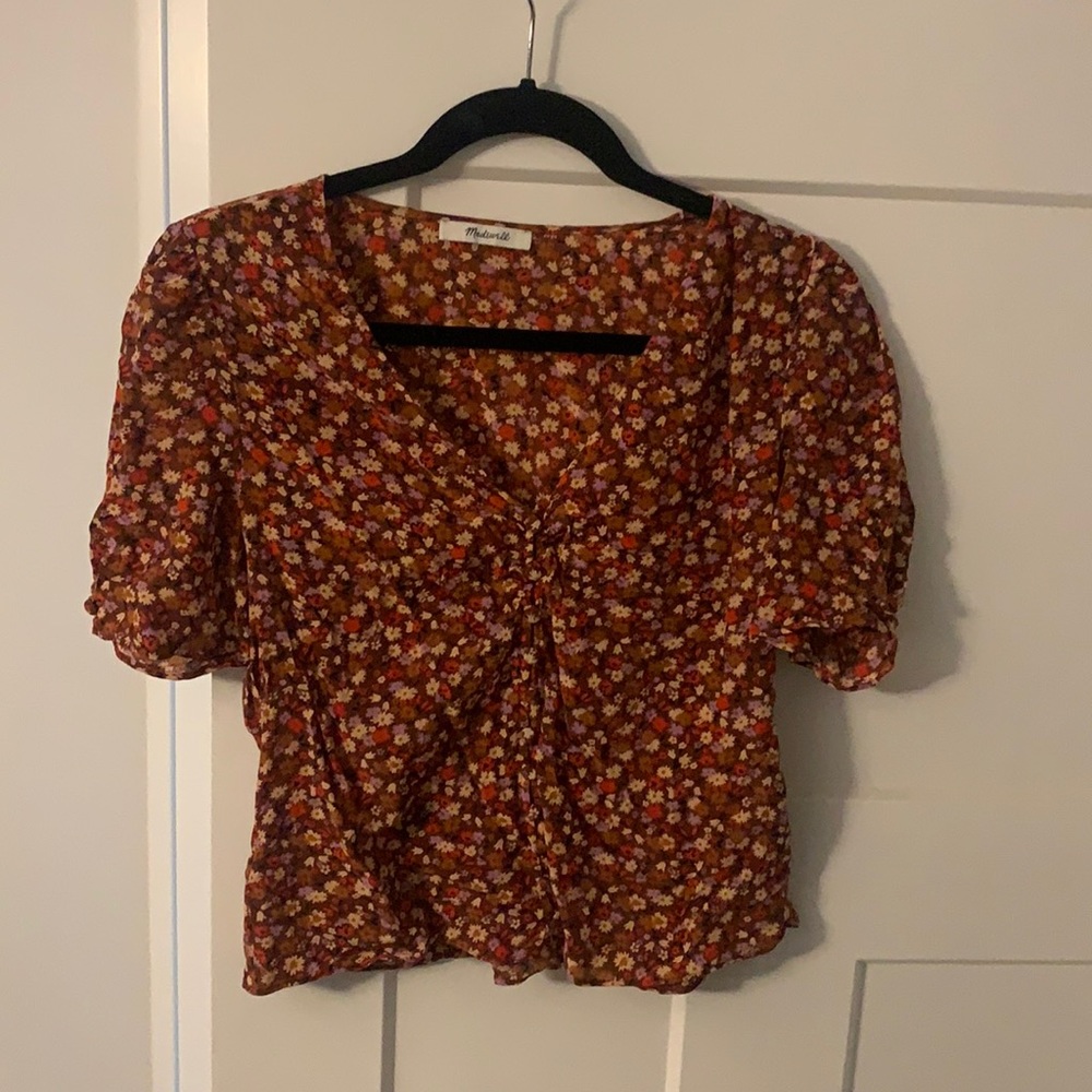 Madewell floral short sleeve blouse